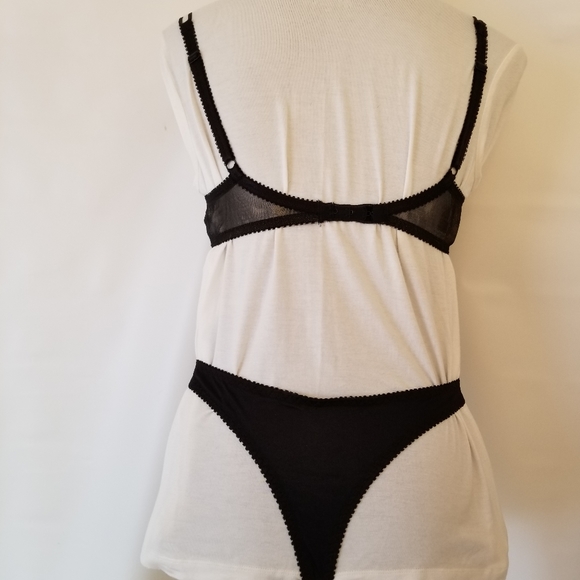 #914BB Authentic 32C Felina Lingerie Black Lace Padded Bra Matching S Thong - Picture 2 of 12